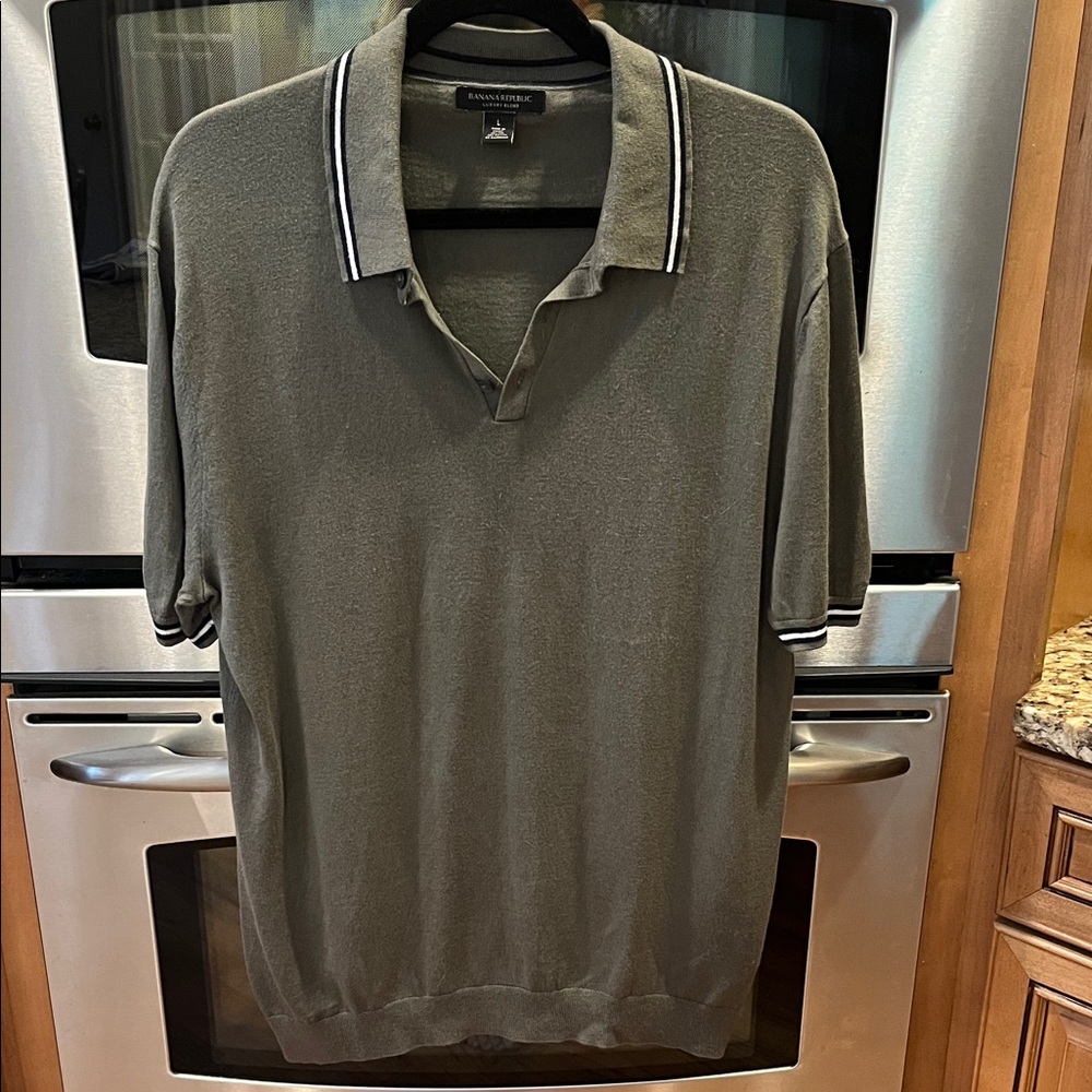 Banana republic luxury blend polo shirt, silk/cashmere blend, size large